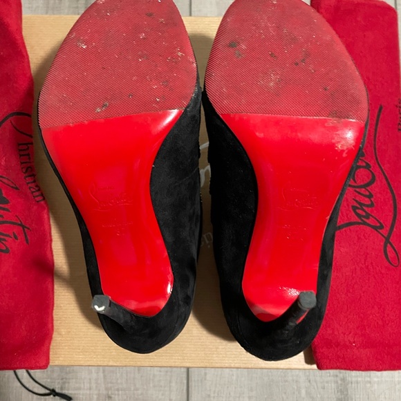 Christian Louboutin Black Strappy Heels with Silver Accents - Picture 5 of 6